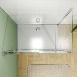 Probaty Bathrooms 1400 X 800mm Sliding Door Shower Enclosure Rectangular With Side Panels 5mm Safety Tempered Glass Screen With Shower Tray - thumbnail 4