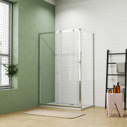Probaty Bathrooms 1400 X 800mm Sliding Door Shower Enclosure Rectangular With Side Panels 5mm Safety Tempered Glass Screen With Shower Tray - thumbnail 2