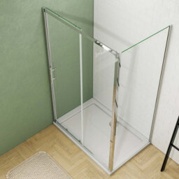 Probaty Bathrooms 1400 X 800mm Sliding Door Shower Enclosure Rectangular With Side Panels 5mm Safety Tempered Glass Screen With Shower Tray - thumbnail 3