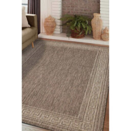 Melrose County Flatweave Latte Bordered Indoor Non-Slip Large Area Rug 160/225Cm - thumbnail 1