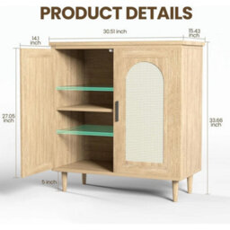 Sideboard Cabinet Buffet Cabinet Storage Cabinet Kitchen Natural - thumbnail 2
