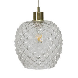 First Choice Lighting Baine - Clear Textured Glass With Satin Brass Pendant Fitting - thumbnail 7