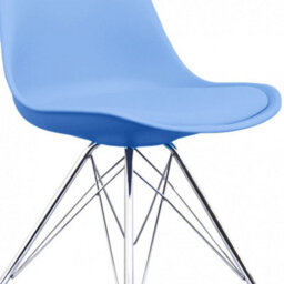 Fusion Living Soho Light Blue Plastic Dining Chair With Chrome Metal Legs - thumbnail 3