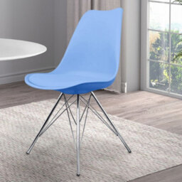 Fusion Living Soho Light Blue Plastic Dining Chair With Chrome Metal Legs - thumbnail 2
