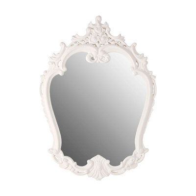 Orsina Antique White Rose Crest Wall Mirror,hanging Mirror,wall-Mounted Mirror With Decorative Leaf & Flower Motifs - image 1