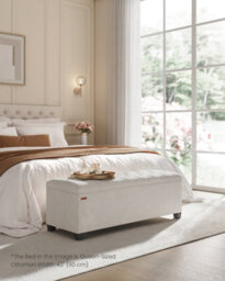 Songmics Storage Ottoman Bench, Ottoman Foot Rest With Legs, 40 X 110 X 40 Cm, Storage Chest, Load Up To 300 Kg, White