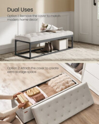 LEDREM Storage Ottoman Bench, Ottoman Foot Rest With Legs, 40 X 110 X 40 Cm, End Of Bed Bench, Storage Chest, Load Up To 300 Kg, White - thumbnail 3