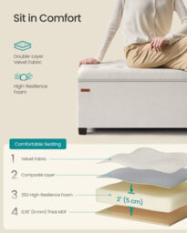 LEDREM Storage Ottoman Bench, Ottoman Foot Rest With Legs, 40 X 110 X 40 Cm, End Of Bed Bench, Storage Chest, Load Up To 300 Kg, White - thumbnail 4