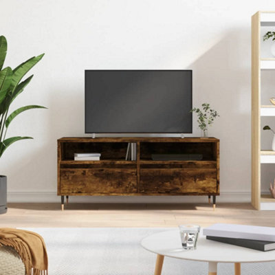 Berkfield Tv Cabinet Smoked Oak 100X34.5X44.5 Cm Engineered Wood - image 1