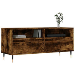 Berkfield Tv Cabinet Smoked Oak 100X34.5X44.5 Cm Engineered Wood - thumbnail 3