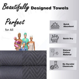 TheWhiteWater Limited 8 Pieces Towel Set With 4 Face Towel 2 Hand Towels And 2 Bath 100% Pure Natural Cotton Bale Set Of Towels - Charcoal (Zig Zag) - thumbnail 4