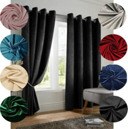 Luxury Living Velvet Blackout Ring Top Curtains Black - thumbnail 4