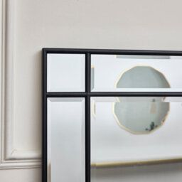 Melody Maison Black Framed Art Deco Wall / Leaner Mirror 142 Cm X 54 Cm - thumbnail 3