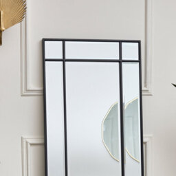 Melody Maison Black Framed Art Deco Wall / Leaner Mirror 142 Cm X 54 Cm - thumbnail 4