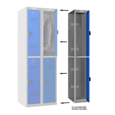 Phoenix Safe Company Phoenix Pl Series Pl1230Gbc/add 1 Column 2 Door Add On Locker Grey Body/blue Doors With Combination Locks - image 1