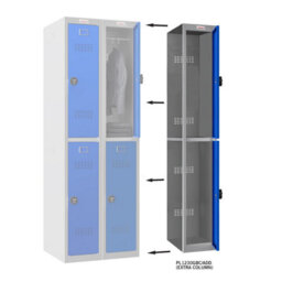 Phoenix Safe Company Phoenix Pl Series Pl1230Gbc/add 1 Column 2 Door Add On Locker Grey Body/blue Doors With Combination Locks