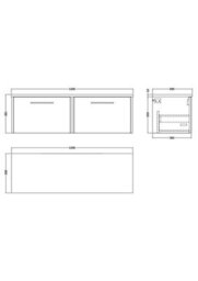 Balterley Winshill Contemporary 2 Drawer Wall Hung Vanity Unit With Laminate Worktop, Woodgrain Dark Grey, 1200mm - thumbnail 2