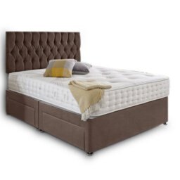 Dining Tables Beirut Matching Headboard Divan Set, 2 Drawer On Same Side With Sprung 1500 Comfort Mattress - Plush Taupe - Double - thumbnail 4
