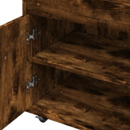 Berkfield Bar Cart Smoked Oak 60X39.5X89 Cm Engineered Wood - thumbnail 7