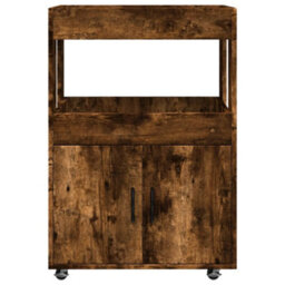 Berkfield Bar Cart Smoked Oak 60X39.5X89 Cm Engineered Wood - thumbnail 4