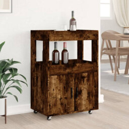 Berkfield Bar Cart Smoked Oak 60X39.5X89 Cm Engineered Wood - thumbnail 3