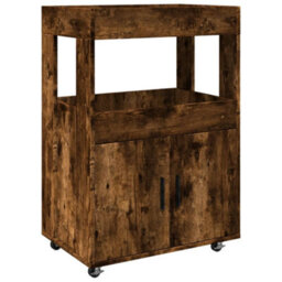 Berkfield Bar Cart Smoked Oak 60X39.5X89 Cm Engineered Wood - thumbnail 2