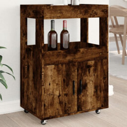 Berkfield Bar Cart Smoked Oak 60X39.5X89 Cm Engineered Wood - thumbnail 1