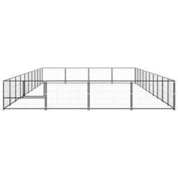 Berkfield Durable Dog Kennel Black 40 M2 Steel - thumbnail 3
