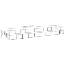 Berkfield Durable Dog Kennel Black 40 M2 Steel - thumbnail 6