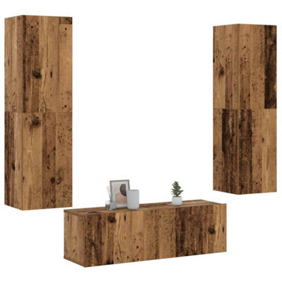 Berkfield Wall Mounted Tv Cabinets 3 Pcs Old Wood Engineered Wood - image 1