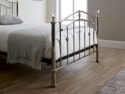 Save On Goods UK 5Ft King Size Silver Chrome Nickel, Crystal Ball Finish Traditional Metal Bed Frame Bedstead - thumbnail 3