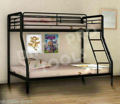 D Pro T Homeware Triple Sleeper Bunk Bed Black Metal Frame, Single Over Double, Kids & Adults - image 1