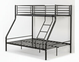 D Pro T Homeware Triple Sleeper Bunk Bed Black Metal Frame, Single Over Double, Kids & Adults - thumbnail 4