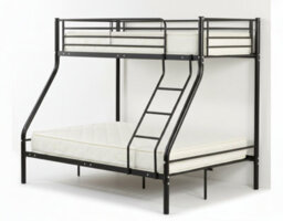D Pro T Homeware Triple Sleeper Bunk Bed Black Metal Frame, Single Over Double, Kids & Adults - thumbnail 3