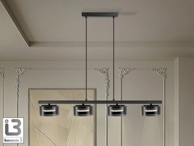 Luminosa Lighting Luminosa Olaia Bar Pendant Ceiling Light Black, Smoky 4Xgx53 3000K 660Lm - Uk Stock - image 1