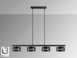 Luminosa Lighting Luminosa Olaia Bar Pendant Ceiling Light Black, Smoky 4Xgx53 3000K 660Lm - Uk Stock - thumbnail 4