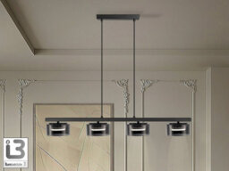 Luminosa Lighting Luminosa Olaia Bar Pendant Ceiling Light Black, Smoky 4Xgx53 3000K 660Lm - Uk Stock - thumbnail 1