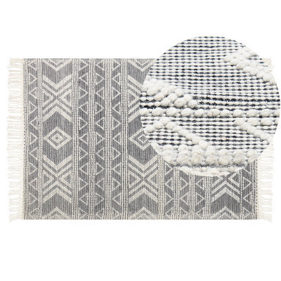 Beliani Rug Pazar Black/ White 160 X 230 Cm Wool - image 1