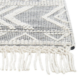 Beliani Rug Pazar Black/ White 160 X 230 Cm Wool - thumbnail 4