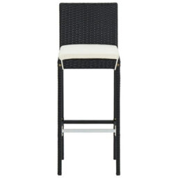 Berkfield 5 Piece Garden Bar Set Black Solid Wood Acacia And Poly Rattan - thumbnail 6