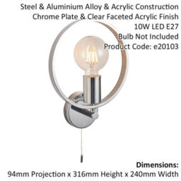 Bathroom Wall Light Fitting - Chrome Plate & Clear Faceted Acrylic - Modern - thumbnail 2