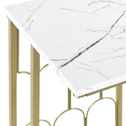Beliani Luxe Living Side Table White Marble-Effect Mdf Top Gold Iron Frame 30X30X54 Cm - thumbnail 6