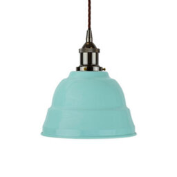 Duck Egg Blue Lincoln Painted Dome Pendant Light With Black Nickel Lamp Holder And Brown Twisted Cable - Se Home - thumbnail 1