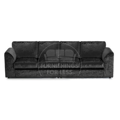 Furnishings For Less UK Crystal Crushed Velvet Fabric Long 4 Seater Sofa  Black - Full Back - image 1