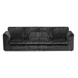 Furnishings For Less UK Crystal Crushed Velvet Fabric Long 4 Seater Sofa  Black - Full Back - thumbnail 1