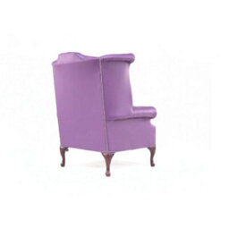 Chesterfield High Back Wing Chair Shelly Wineberry Purple Real Leather Bespoke In Queen Anne Style - thumbnail 8