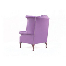 Chesterfield High Back Wing Chair Shelly Wineberry Purple Real Leather Bespoke In Queen Anne Style - thumbnail 7