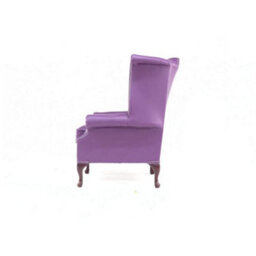 Chesterfield High Back Wing Chair Shelly Wineberry Purple Real Leather Bespoke In Queen Anne Style - thumbnail 6