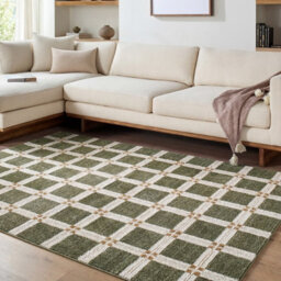 Livabliss La Luna-Modern Green Off-White Grey Brown Graphic Living Dining Bedroom Rug 160 X 213 Cm Easy Care, Non Shedding - thumbnail 1