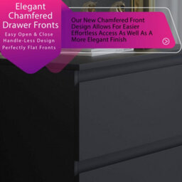 Fwstyle Stora 3 Drawer Black Chest Of Drawers (H) 77 (W) 60 (D) 40Cm Extra Deep 14Cm Drawers - thumbnail 4